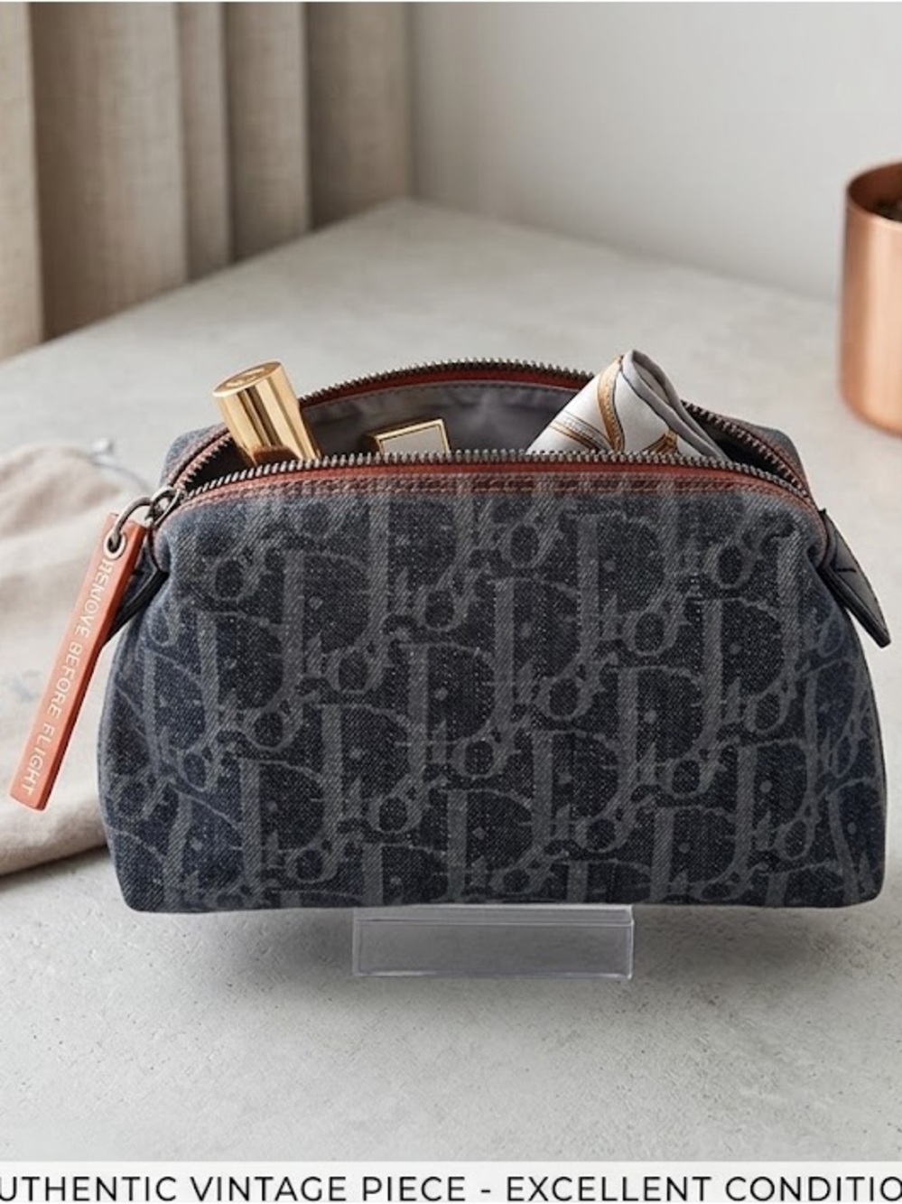 VINTAGE Christian Dior Flight Line Oblique Denim Pouch